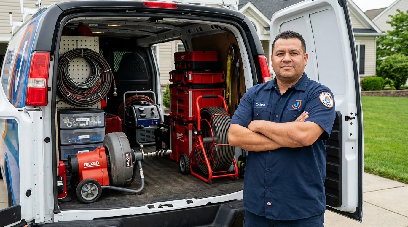 Professional drain cleaning equipment and Johns Plumbing LLC plumber in Loris