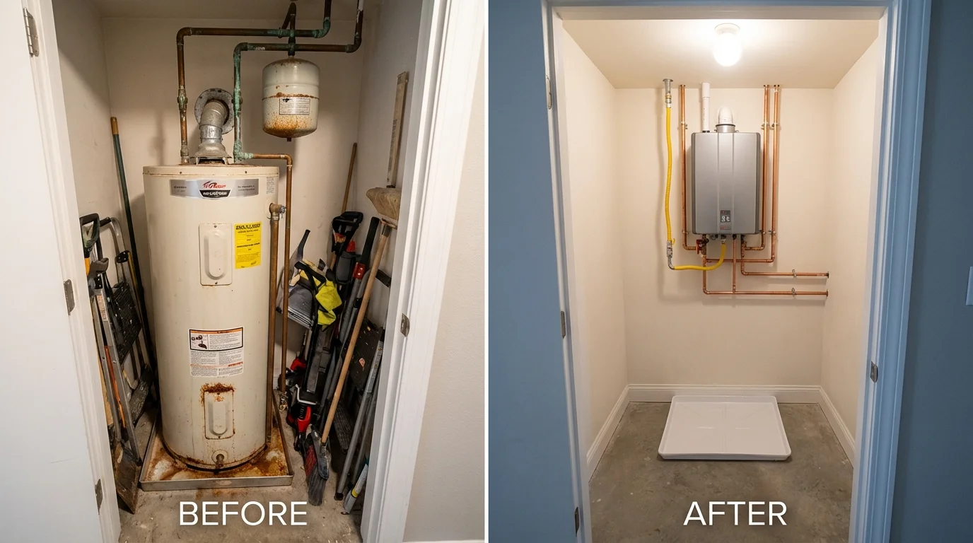 Tank water heater versus wall-mounted tankless unit comparison for Loris, SC homeowners