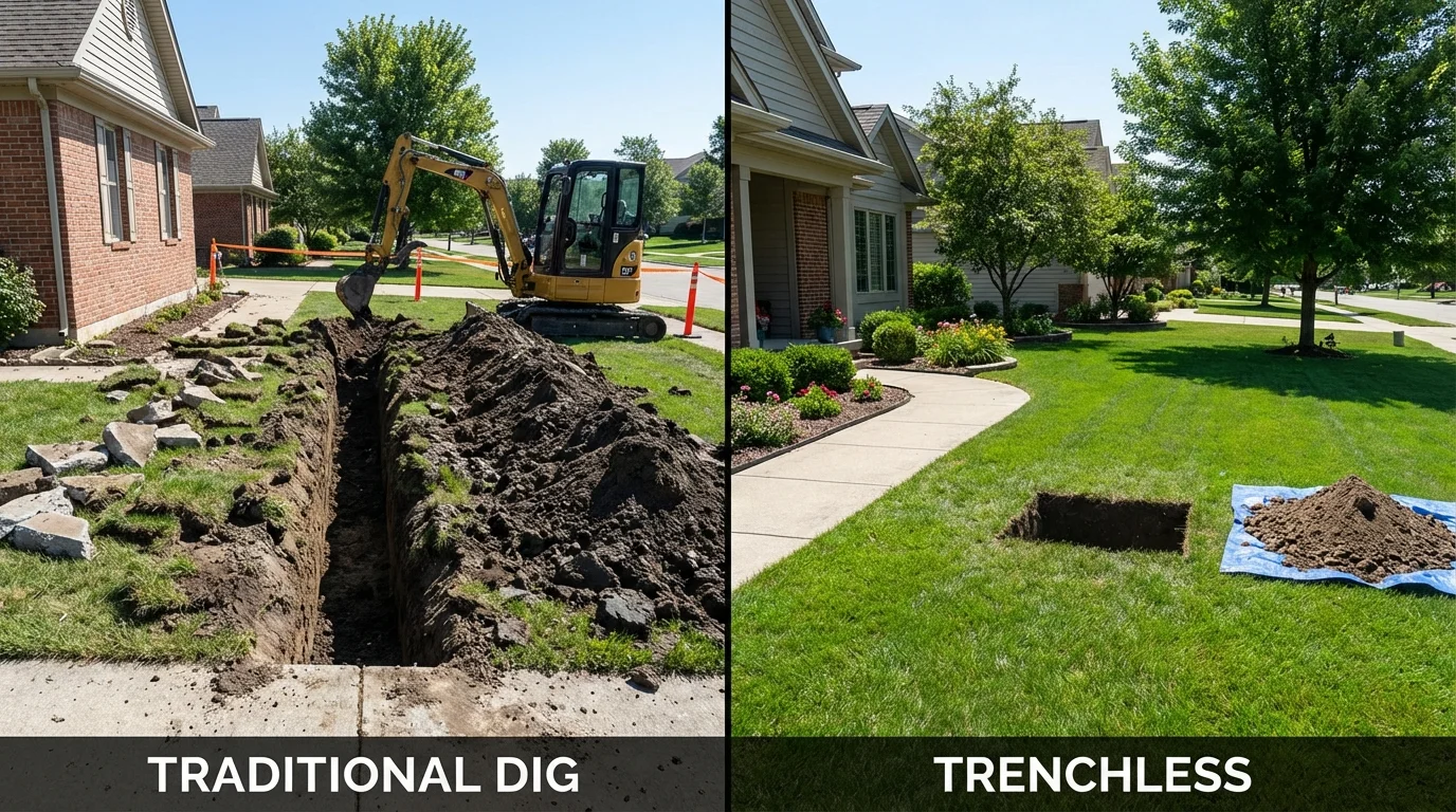 Trenchless sewer repair with minimal yard damage versus traditional excavation in Loris, SC